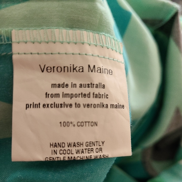 Veronica Maine Womens Dress Sz 14 Beach Geometric Print Retro 70s Summer Cotton - Picture 7 of 7